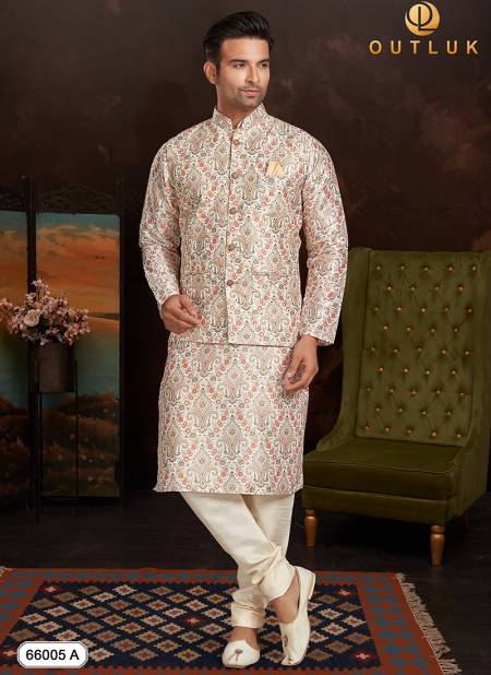 Multi New Function Wear Heavy Kurta Pajama With Jacket Mens Collection 66005 A
